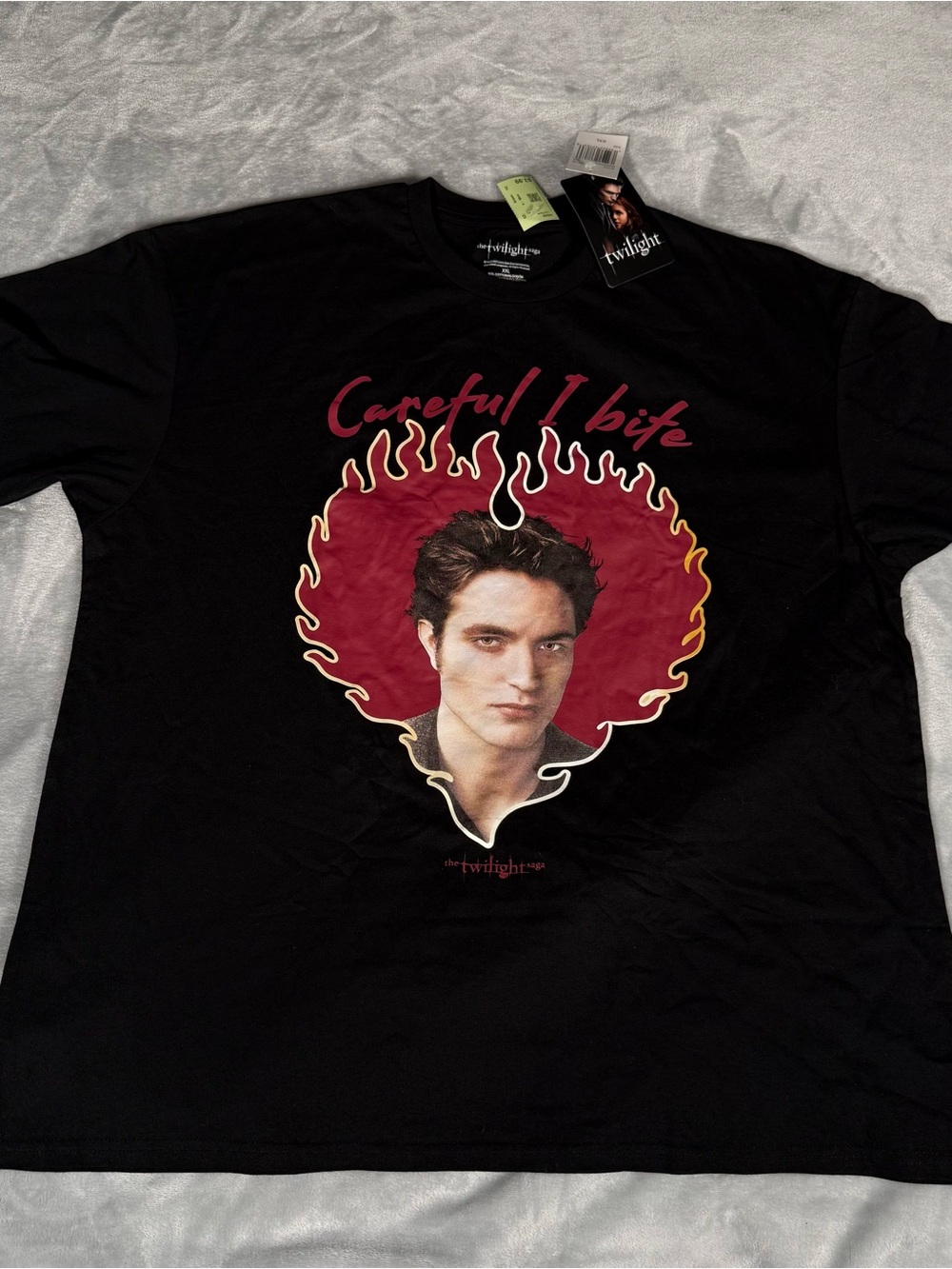 The Twilight Saga Edward T Shirt Mens 2XL Careful I Bite Heart Black NEW